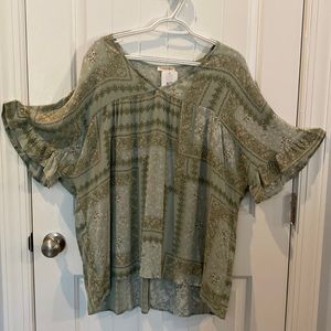 Cotton Bleu, XL Sweet Paisley Top - Sage
